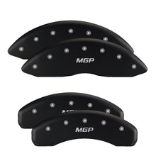 Load image into Gallery viewer, MGP 4 Caliper Covers Engraved Front & Rear Bowtie Black finish silver ch Caliper Covers MGP