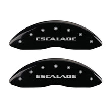 Load image into Gallery viewer, MGP 4 Caliper Covers Engraved Front Escalade Engraved Rear EXT Black finish silver ch Caliper Covers MGP
