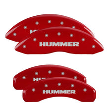 Load image into Gallery viewer, MGP 4 Caliper Covers Engraved Front & Rear Hummer Red finish silver ch Caliper Covers MGP