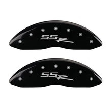 Load image into Gallery viewer, MGP 4 Caliper Covers Engraved Front & Rear SSR Black finish silver ch Caliper Covers MGP