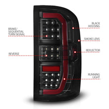 Load image into Gallery viewer, ANZO 14-18 GMC Sierra 1500 Full LED Taillights Black Housing Smoke Lens (w/C Light Bars) Tail Lights ANZO