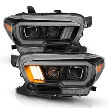 Load image into Gallery viewer, ANZO 2016-2017 Toyota Tacoma Projector Headlights w/ Plank Style Design Black/Amber w/ DRL Headlights ANZO