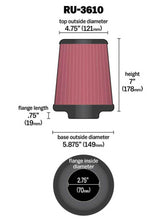 Load image into Gallery viewer, K&N Universal Rubber Filter 2.75in Flange ID x 5.875in Base OD x 4.75in Top OD x 7in Height Air Filters - Universal Fit K&N Engineering
