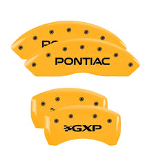 Load image into Gallery viewer, MGP 4 Caliper Covers Engraved Front Pontiac Rear Gxp Yellow Finish Black Char 2007 Pontiac Solstice Caliper Covers MGP