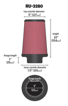 Load image into Gallery viewer, K&N Filter Universal Rubber Filter 6 inch Flange 7.5 inch Base 5 inch Top 10 inch Height Air Filters - Universal Fit K&N Engineering