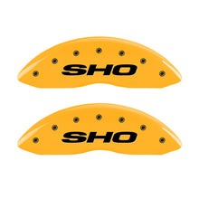 Load image into Gallery viewer, MGP 4 Caliper Covers Engraved Front & Rear SHO Yellow finish black ch Caliper Covers MGP