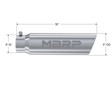 Load image into Gallery viewer, MBRP Universal 5in OD Angled Rolled End 4in Inlet 18in Lgth T304 Exhaust Tip Steel Tubing MBRP