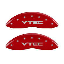 Load image into Gallery viewer, MGP 4 Caliper Covers Engraved Front & Rear Vtech Red finish silver ch Caliper Covers MGP