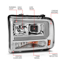 Load image into Gallery viewer, ANZO 99-04 Ford F250/F350/F450/Excursion (excl 99) Projector Headlights - w/Light Bar Chrome Housing Headlights ANZO