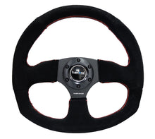 Load image into Gallery viewer, NRG Reinforced Steering Wheel (320mm Horizontal / 330mm Vertical) Suede w/Red Stitch Steering Wheels NRG