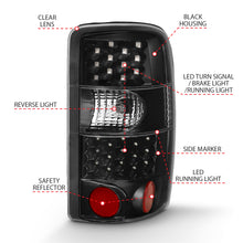 Load image into Gallery viewer, ANZO 2000-2006 Chevrolet Tahoe Led Taillights Black/Clear Tail Lights ANZO