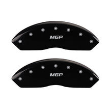Load image into Gallery viewer, MGP 4 Caliper Covers Engraved Front & Rear MGP Black finish silver ch Caliper Covers MGP