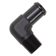 Load image into Gallery viewer, Edelbrock Hose End 90-Deg 1/2In NPT to 3/4In Barb Black Anodize Fittings Edelbrock