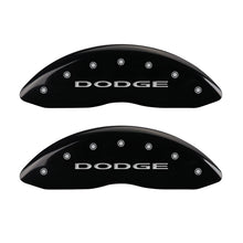 Load image into Gallery viewer, MGP Front set 2 Caliper Covers Engraved Front With out stripes/Dodge Black finish silver ch Caliper Covers MGP