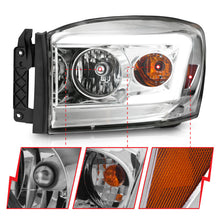Load image into Gallery viewer, Anzo 06-09 Dodge RAM 1500/2500/3500 Headlights Chrome Housing/Clear Lens (w/ Light Bars) Headlights ANZO