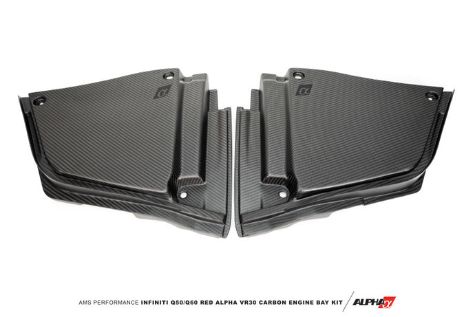 AMS Performance Infiniti 17+ Q60 / 16+ Q50 3.0TT Alpha Matte Carbon Rear Engine Bay Cover Set Engine Covers AMS   