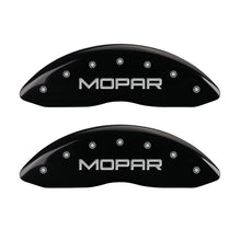 Load image into Gallery viewer, MGP Front set 2 Caliper Covers Engraved Front MOPAR Black finish silver ch Caliper Covers MGP