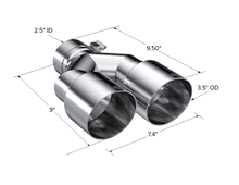 Load image into Gallery viewer, MBRP Universal T304 SS Dual Tip 3.5in OD/2.5in Inlet Tips MBRP