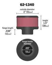 Load image into Gallery viewer, K&N 0.625 inch ID 2 inch OD 1.5 inch H Clamp On Crankcase Vent Filter Air Filters - Universal Fit K&N Engineering
