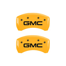 Load image into Gallery viewer, MGP 4 Caliper Covers Engraved Front & Rear GMC Yellow Finish Black Char 2019 GMC Arcadia Caliper Covers MGP