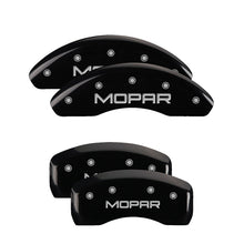 Load image into Gallery viewer, MGP 4 Caliper Covers Engraved Front & Rear MOPAR Black finish silver ch Caliper Covers MGP