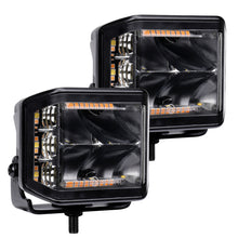 Load image into Gallery viewer, Go Rhino Xplor Blackout Combo Series Cube Sideline LED Spot Lights w/ Amber 4x3 - Blk (Pair) Light Bars & Cubes Go Rhino