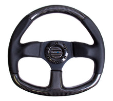 Load image into Gallery viewer, NRG Carbon Fiber Steering Wheel (320mm) Flat Bottom & Leather Trim w/Black Stitching Steering Wheels NRG