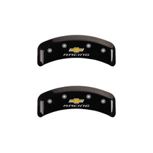 Load image into Gallery viewer, MGP 4 Caliper Covers Engraved F & R Chevy Racing Black Finish Silver Char 1988 Chevrolet Corvette Caliper Covers MGP