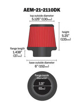 Load image into Gallery viewer, AEM 3.25 in DRY Flow Short Neck 5 in Element Filter Air Filters - Universal Fit AEM Induction