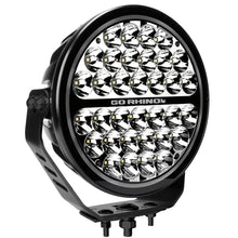 Load image into Gallery viewer, Go Rhino Xplor Blackout Series Round LED Sgl Driving Kit w/DRL (Surface/Thread Stud Mnt) 9in. - Blk Light Bars & Cubes Go Rhino