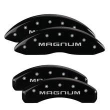 Load image into Gallery viewer, MGP 4 Caliper Covers Engraved Front & Rear Magnum Black finish silver ch Caliper Covers MGP