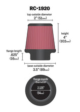 Load image into Gallery viewer, K&N Universal Clamp-On Air Filter 2-1/8in Flange 3-1/2in Base 2in Top 4in Height Air Filters - Universal Fit K&N Engineering