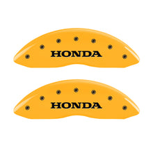Load image into Gallery viewer, MGP 4 Caliper Covers Engraved Front & Rear Honda Yellow Finish Black Char 2009 Honda Ridgeline Caliper Covers MGP