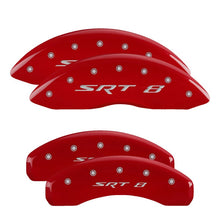Load image into Gallery viewer, MGP 4 Caliper Covers Engraved Front & Rear SRT8 Red finish silver ch Caliper Covers MGP