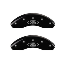 Load image into Gallery viewer, MGP Front set 2 Caliper Covers Engraved Front Oval logo/Ford Black finish silver ch Caliper Covers MGP