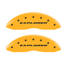 Load image into Gallery viewer, MGP 4 Caliper Covers Engraved Front & Rear Explorer Yellow finish black ch Caliper Covers MGP