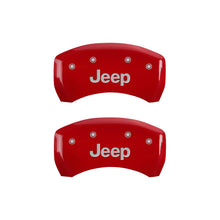 Load image into Gallery viewer, MGP 4 Caliper Covers Engraved Front & Rear JEEP Red finish silver ch Caliper Covers MGP