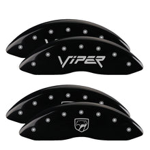 Load image into Gallery viewer, MGP 4 Caliper Covers Engraved Front Gen 2/Viper Engraved Rear Gen 2/Snake Black finish silver ch Caliper Covers MGP