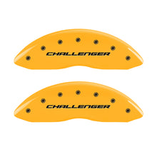 Load image into Gallery viewer, MGP 4 Caliper Covers Engrvd Front Block/Challenger Engrvd Rear Vintage Style/RT Yellow fnsh Blk ch Caliper Covers MGP
