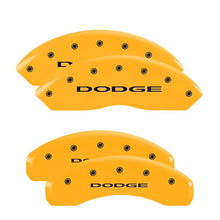 Load image into Gallery viewer, MGP 4 Caliper Covers Engraved Front & Rear With out stripes/Dodge Yellow finish black ch Caliper Covers MGP