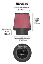 Load image into Gallery viewer, K&N Universal Chrome Filter 2.125 in Flange ID / 3in Base OD / 2in Top OD / 2.75in Height Air Filters - Universal Fit K&N Engineering