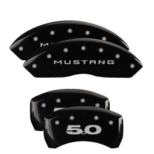 Load image into Gallery viewer, MGP 4 Caliper Covers Engraved Front Mustang Engraved Rear 50 Black finish silver ch Caliper Covers MGP