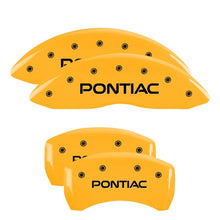 Load image into Gallery viewer, MGP 4 Caliper Covers Engraved Front & Rear Pontiac Yellow Finish Black Char 2001 Pontiac Firebird Caliper Covers MGP