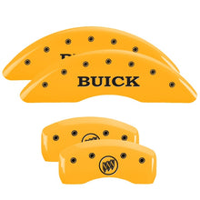 Load image into Gallery viewer, MGP 4 Caliper Covers Engraved Front & Rear MOPAR Yellow finish black ch Caliper Covers MGP