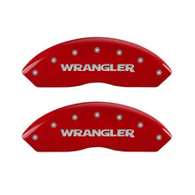 Load image into Gallery viewer, MGP Front set 2 Caliper Covers Engraved Front WRANGLER Red finish silver ch Caliper Covers MGP