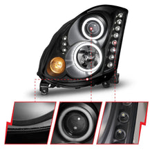 Load image into Gallery viewer, ANZO 2003-2007 Infiniti G35 Projector Headlights w/ Halo Black (CCFL) (HID Compatible) Headlights ANZO