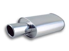 Load image into Gallery viewer, Vibrant StreetPower Turbo Oval Muffler with 4in Round Tip Angle Cut Rolled Edge - 3in inlet I.D. Muffler Vibrant