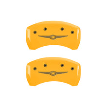 Load image into Gallery viewer, MGP 4 Caliper Covers Engraved F & R Chrysler Wing Yellow Finish Black Char 2005 Chrysler Crossfire Caliper Covers MGP