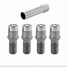 Load image into Gallery viewer, McGard Wheel Lock Bolt Set - 4pk. (Tuner / Cone Seat) M14X1.5 / 17mm Hex / 24.0mm Shank L. - Chrome Wheel Bolts McGard