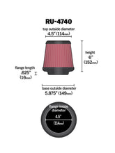 Load image into Gallery viewer, K&N Filter Universal Rubber Filter Round Tapered 4.5in Flange 5.875in Base 4.5 inch Top 6in Height Air Filters - Universal Fit K&N Engineering